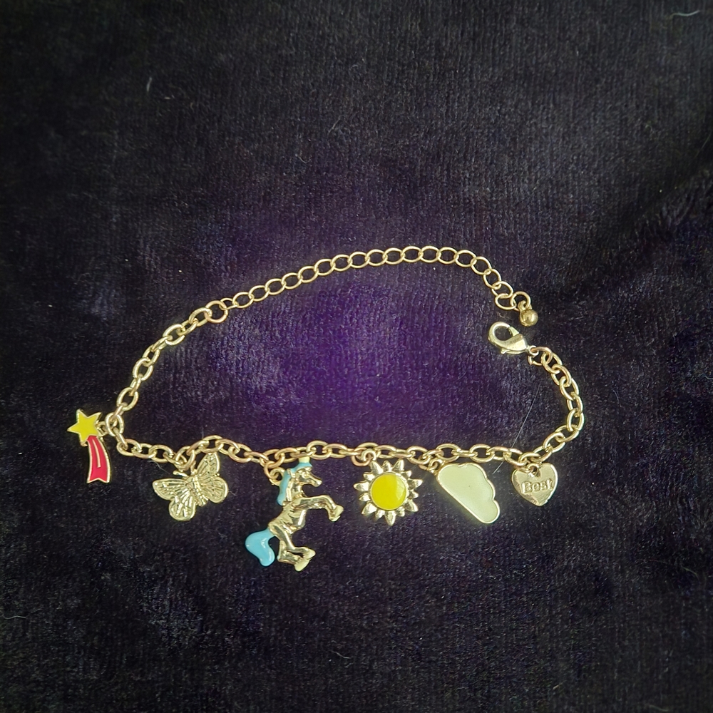 Gold Tone Charm Bracelet with Playful Charms